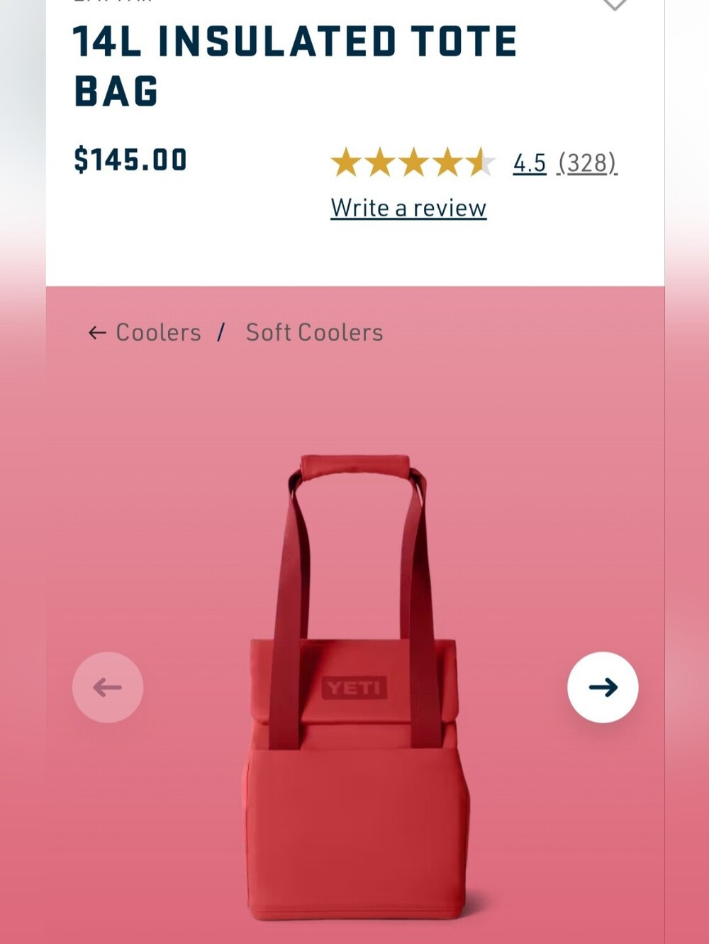 Yeti 14L RESCUE RED Insulated Tote - Picture 7 of 7